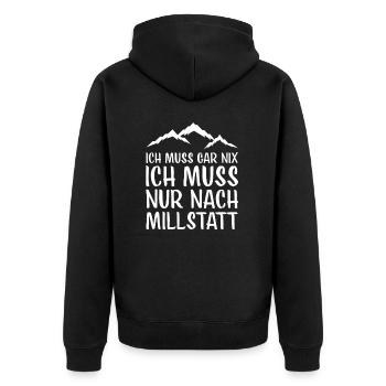 Millstatt I Kärnten Austria für Österreich - Unisex Premium Bio Zip Hoodie - Schwarz - Hinten - Nico (187cm)
