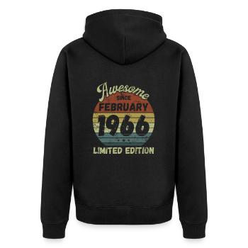 Génial depuis février 1966 - Anniversaire - Veste à capuche bio Premium Unisexe - noir - Dos - Nico (187cm)