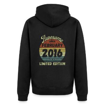 Awesome since February 2016 - Geburtstag - Unisex Premium Bio Zip Hoodie - Schwarz - Hinten - Nico (187cm)