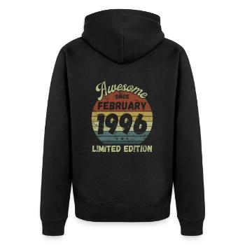 Génial depuis février 1996 - Anniversaire - Veste à capuche bio Premium Unisexe - noir - Dos - Nico (187cm)