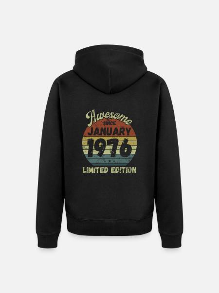 Awesome since January 1976 - Birthday - Unisex Premium Organic Zip Hoodie - black