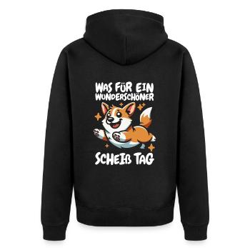 Corgi Beautiful Day - Unisex Premium Organic Zip Hoodie - black - Back - Nico (187cm)