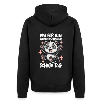 Großer Panda Pandabär Wunderschöner Tag - Unisex Premium Bio Zip Hoodie - Schwarz - Hinten - Nico (187cm)