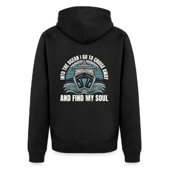 Kreuzfahrt - Unisex Premium Bio Zip Hoodie - Schwarz - Hinten - Nico (187cm)