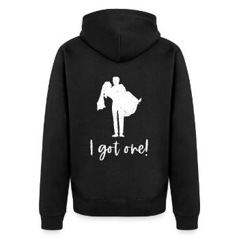 Junggeselle Jungesellenabschied - Unisex Premium Bio Zip Hoodie - Schwarz - Hinten - Nico (187cm)