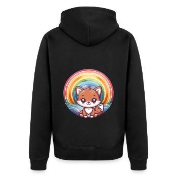 Fuchs Füchse Kinder Kind - Unisex Premium Bio Zip Hoodie - Schwarz - Hinten - Nico (187cm)