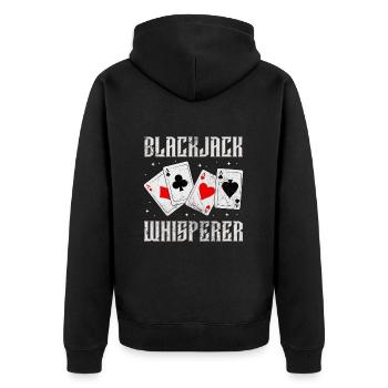 Blackjack Blackjack Card Game Casino Gift - Unisex Premium Organic Zip Hoodie - black - Back - Nico (187cm)