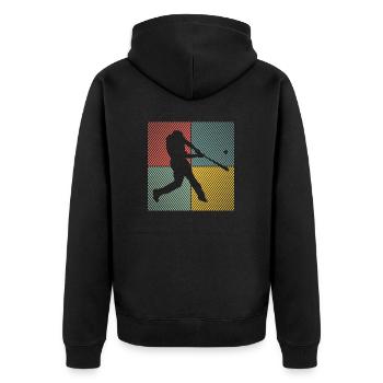 Baseball Softball Vintage Baseball - Unisex Premium Bio Zip Hoodie - Schwarz - Hinten - Nico (187cm)