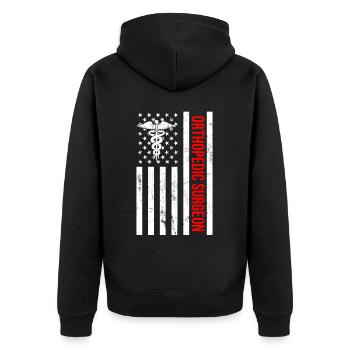 Ortho surgeon, Nurse Doctor assistant orthopedic - Unisex Premium Bio Zip Hoodie - Schwarz - Hinten - Nico (187cm)