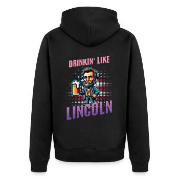 Drinkin Like Lincoln Design rétro vintage - Veste à capuche bio Premium Unisexe - noir - Dos - Nico (187cm)