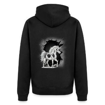 Licornes, Licornes, Créatures Mythiques, Créatures Mythiques, Mystique - Veste à capuche bio Premium Unisexe - noir - Dos - Nico (187cm)
