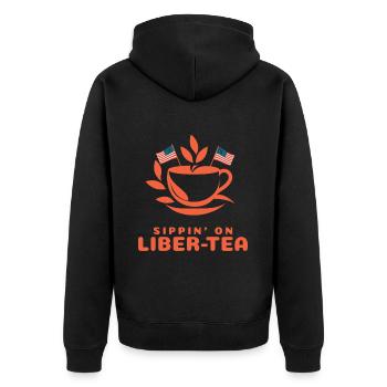 Siroter du thé Liber-tea 4 juillet Joyeuses fêtes - Veste à capuche bio Premium Unisexe - noir - Dos - Nico (187cm)