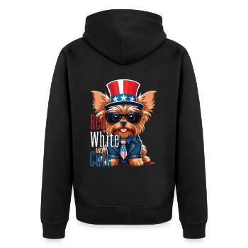Yorkshire Terrier 4th of July Dog Lover - Unisex Premium Organic Zip Hoodie - black - Back - Nico (187cm)