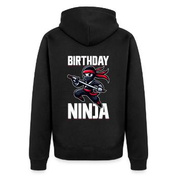 Birthday Ninja Birthday Party Theme Bday Ninja - Unisex Premium Organic Zip Hoodie - black - Back - Nico (187cm)