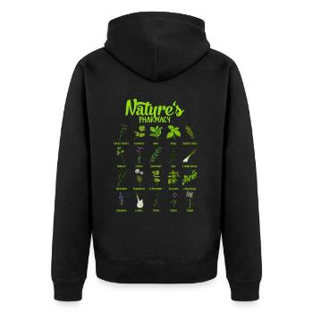 Healing powers of nature - herbs - Unisex Premium Organic Zip Hoodie - black - Back - Nico (187cm)
