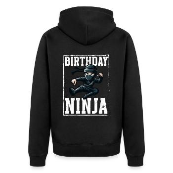 Birthday Ninja Birthday Party Theme Bday Ninja - Unisex Premium Organic Zip Hoodie - black - Back - Nico (187cm)