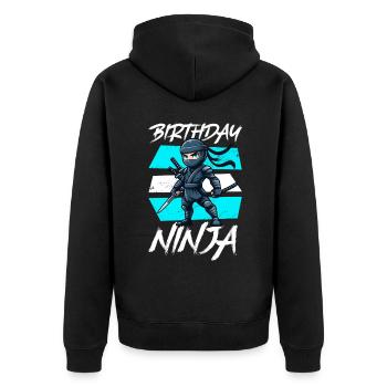 Birthday Ninja Birthday Party Theme Bday Ninja - Unisex Premium Organic Zip Hoodie - black - Back - Nico (187cm)
