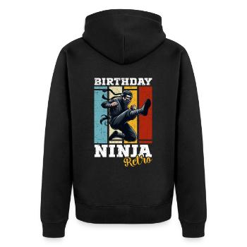 Birthday Ninja Birthday Party Theme Bday Ninja - Unisex Premium Organic Zip Hoodie - black - Back - Nico (187cm)