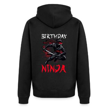 Birthday Ninja Birthday Party Theme Bday Ninja - Unisex Premium Organic Zip Hoodie - black - Back - Nico (187cm)