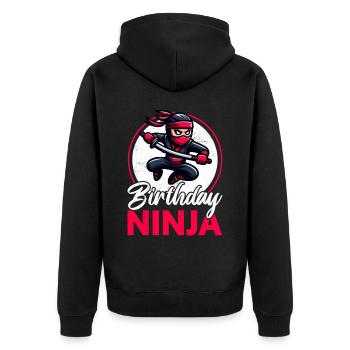 Birthday Ninja Birthday Party Theme Bday Ninja - Unisex Premium Organic Zip Hoodie - black - Back - Nico (187cm)