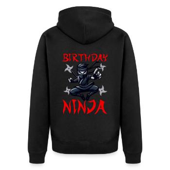 Birthday Ninja Birthday Party Theme Bday Ninja - Unisex Premium Organic Zip Hoodie - black - Back - Nico (187cm)