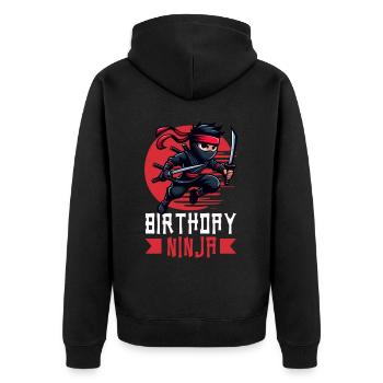 Birthday Ninja Birthday Party Theme Bday Ninja - Unisex Premium Organic Zip Hoodie - black - Back - Nico (187cm)