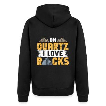 Gesteinsjagd Mineralienjäger - Unisex Premium Bio Zip Hoodie - Schwarz - Hinten - Nico (187cm)