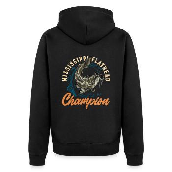 Drôle d’amateur de poisson-chat poisson à tête plate - Veste à capuche bio Premium Unisexe - noir - Dos - Nico (187cm)