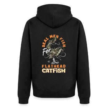 Drôle d’amateur de poisson-chat poisson à tête plate - Veste à capuche bio Premium Unisexe - noir - Dos - Nico (187cm)