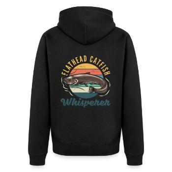 Drôle d’amateur de poisson-chat poisson à tête plate - Veste à capuche bio Premium Unisexe - noir - Dos - Nico (187cm)