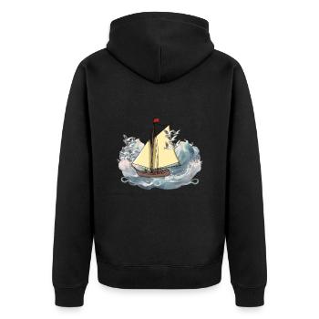 Schiff Schiffe Segelschiff Segler Yolle Käpten See - Unisex Premium Bio Zip Hoodie - Schwarz - Hinten - Nico (187cm)