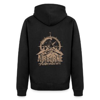 Paragliding Paraglider Gleiter Airborne Adventurer - Unisex Premium Bio Zip Hoodie - Schwarz - Hinten - Nico (187cm)