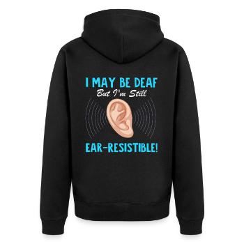 Deaf Pride Sign Language - Unisex Premium Organic Zip Hoodie - black - Back - Nico (187cm)