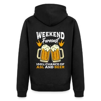 Deaf Pride ASL Gebärdensprache - Unisex Premium Bio Zip Hoodie - Schwarz - Hinten - Nico (187cm)