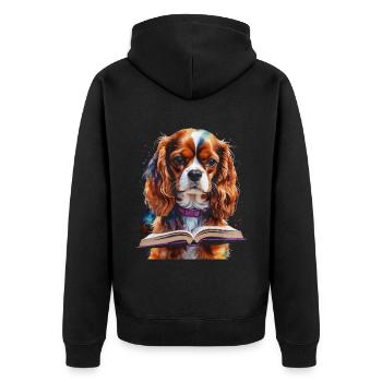 Cavalier King Charles Spaniel Lecture Livre Chien - Veste à capuche bio Premium Unisexe - noir - Dos - Nico (187cm)