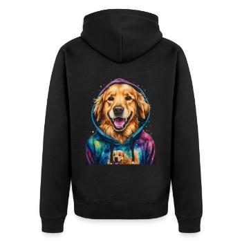 Golden Retriever Sweat à capuche chien Funny Design Print - Veste à capuche bio Premium Unisexe - noir - Dos - Nico (187cm)