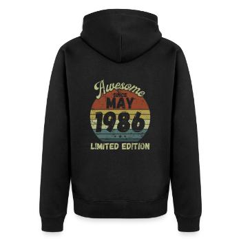 Awesome since May 1986 - Geburtstag - Unisex Premium Bio Zip Hoodie - Schwarz - Hinten - Nico (187cm)