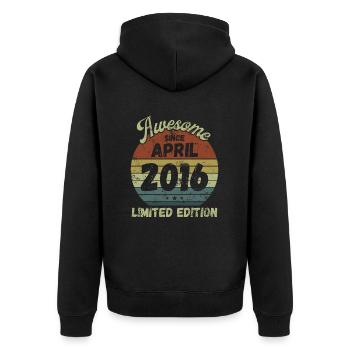 Awesome since April 2016 - Geburtstag - Unisex Premium Bio Zip Hoodie - Schwarz - Hinten - Nico (187cm)