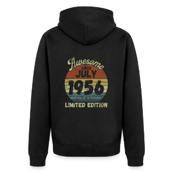 Génial depuis juillet 1956 - Anniversaire - Veste à capuche bio Premium Unisexe - noir - Dos - Nico (187cm)
