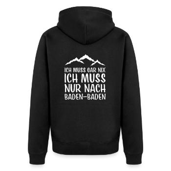 Baden Baden I Schwarzwald Urlaub Motiv für Wäller - Unisex Premium Bio Zip Hoodie - Schwarz - Hinten - Nico (187cm)