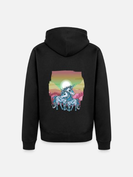 Einhörner Kind Kinder Einhörner - Unisex Premium Bio Zip Hoodie - Schwarz