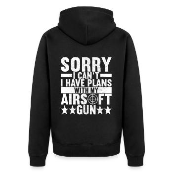 Airsoft Gun Airsoft Hobby - Unisex Premium Organic Zip Hoodie - black - Back - Nico (187cm)