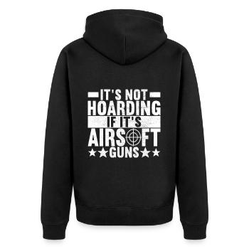 Airsoft Gun Airsoft Hobby - Unisex Premium Organic Zip Hoodie - black - Back - Nico (187cm)