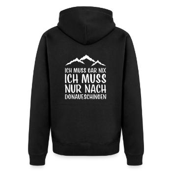 Donaueschingen I Schwarzwald Urlaub Motiv für - Unisex Premium Bio Zip Hoodie - Schwarz - Hinten - Nico (187cm)