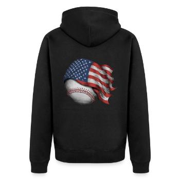 Baseball Men Women Kids Player Pitcher Softball - Unisex Premium Bio Zip Hoodie - Schwarz - Hinten - Nico (187cm)