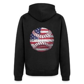Baseball Men Women Kids Player Pitcher Softball - Unisex Premium Bio Zip Hoodie - Schwarz - Hinten - Nico (187cm)