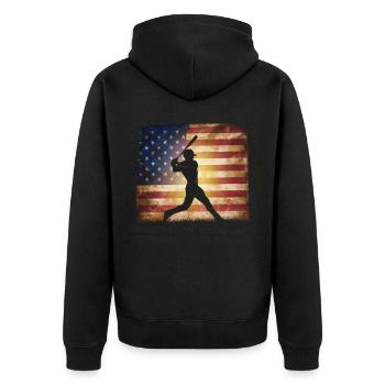 Baseball Men Women Kids Player Pitcher Softball - Unisex Premium Bio Zip Hoodie - Schwarz - Hinten - Nico (187cm)