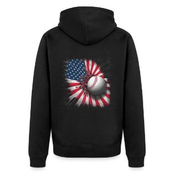 Baseball Men Women Kids Player Pitcher Softball - Unisex Premium Bio Zip Hoodie - Schwarz - Hinten - Nico (187cm)