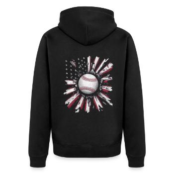 Baseball Men Women Kids Player Pitcher Softball - Unisex Premium Bio Zip Hoodie - Schwarz - Hinten - Nico (187cm)