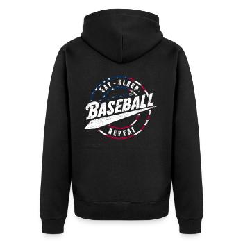 Baseball Men Women Kids Player Pitcher Softball - Unisex Premium Bio Zip Hoodie - Schwarz - Hinten - Nico (187cm)